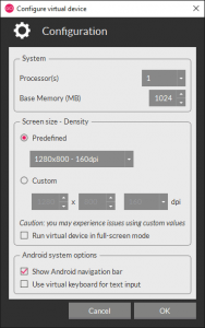 genymotion Android-Emulator-Configurações