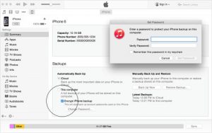 Instalación de una contraseña para iTunes Backup