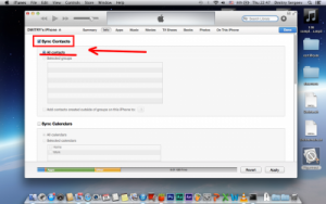 Sincronizzazione dei contatti in iTunes