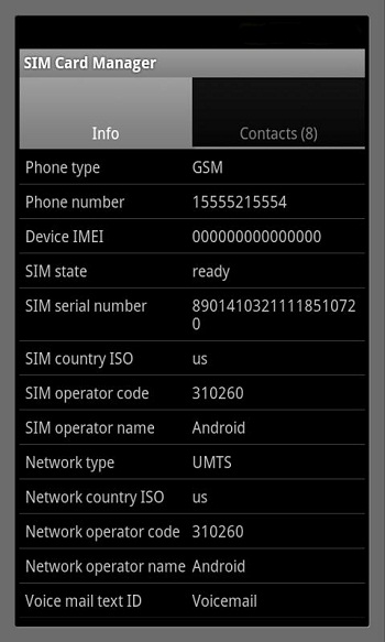 SIM Card Manager per Android