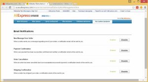 Aliexpress notifications settings