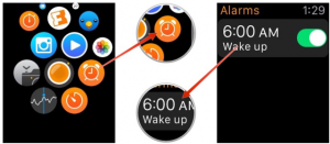 Regolazione di una sveglia Apple Watch