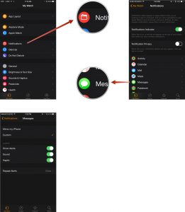 Ρύθμιση ειδοποιήσεων μηνυμάτων στο ρολόι της Apple
