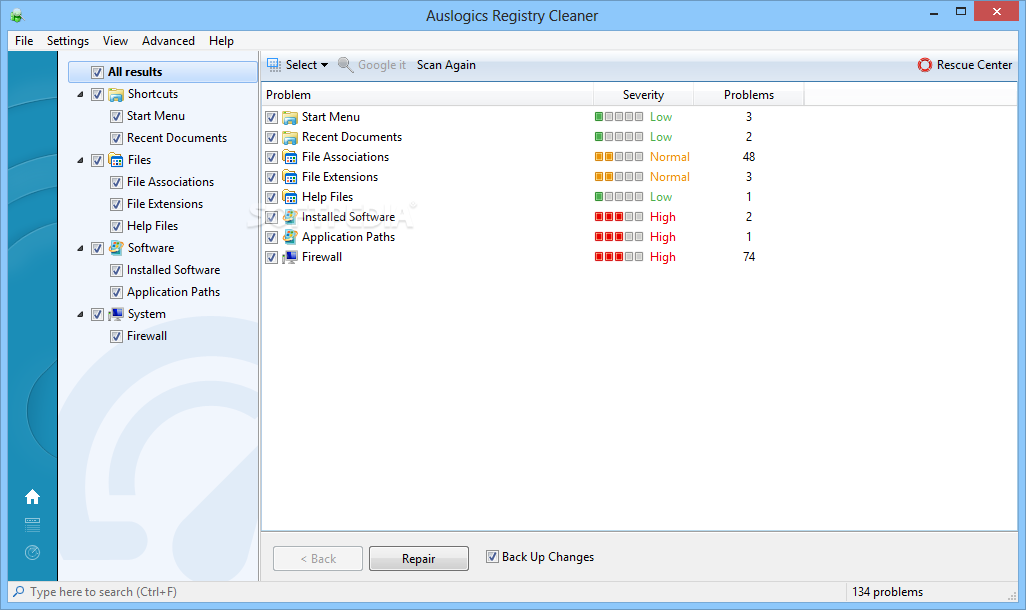 Obrázek 2. Top 5 Počítačové čištění programů: Auslogics Registry Cleaner