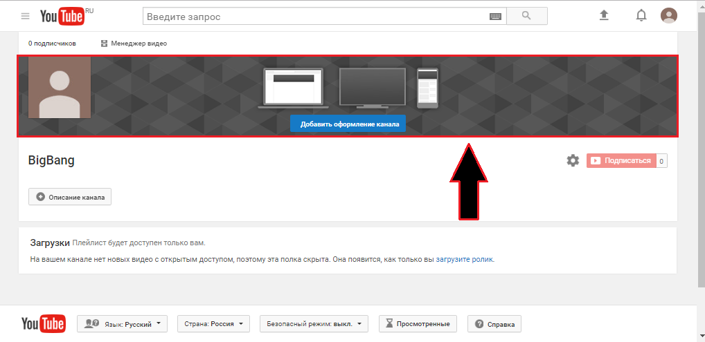 Figure 2. La structure de la page principale du canal sur YouTube et un espace d'édition abordable