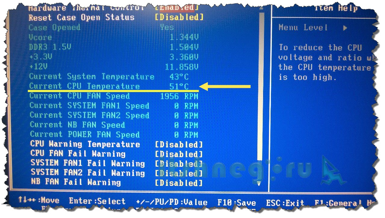 Рисунок 1. Как проверить температуру процессора с помощью BIOS?