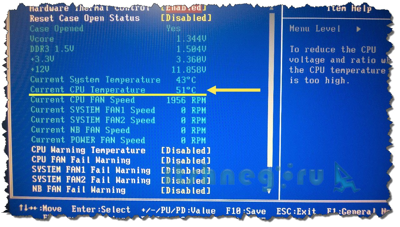 Figura 1. Come controllare la temperatura del processore usando il BIOS?