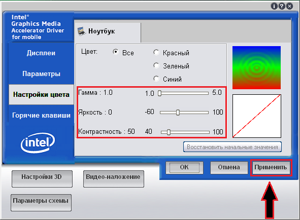 Figura 2. Come regolare la luminosità dello schermo su un laptop attraverso un driver di schede video standard?