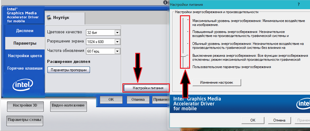 Figura 3. Come regolare la luminosità dello schermo su un laptop attraverso un driver di schede video standard?