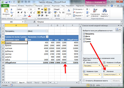 รูปที่ 9. วิธีการทำตารางรวมใน Excel 2003, 2007, 2010 ด้วยสูตร?