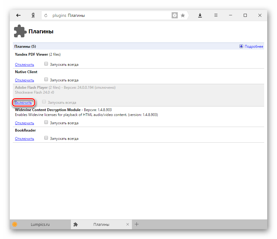 Включить plugin. Плагины для браузера.