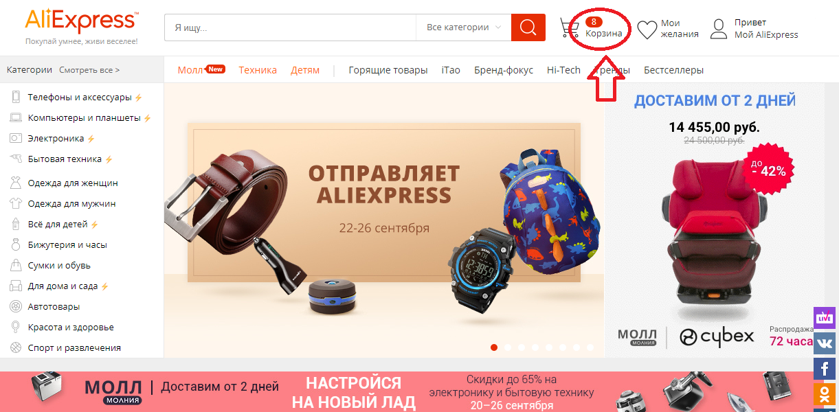 Kako odstraniti iz košare v AliExpress nepotrebnih izdelkih: navodila