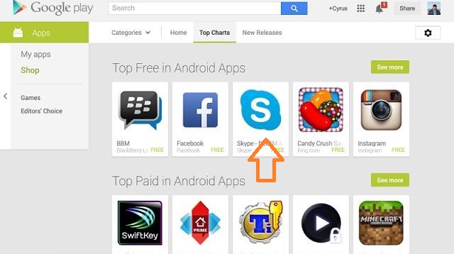 Cómo descargar e instalar la última versión de Skype en Android Tablet: haga clic en el icono de Skype