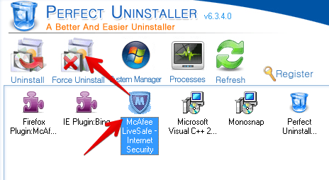 Изображение 11. Выбор приложения для удаления через утилиту Perfect Uninstaller.