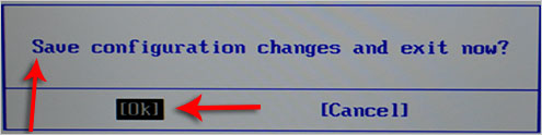 Изображение 11. Сохранение изменений и выход из BIOS.