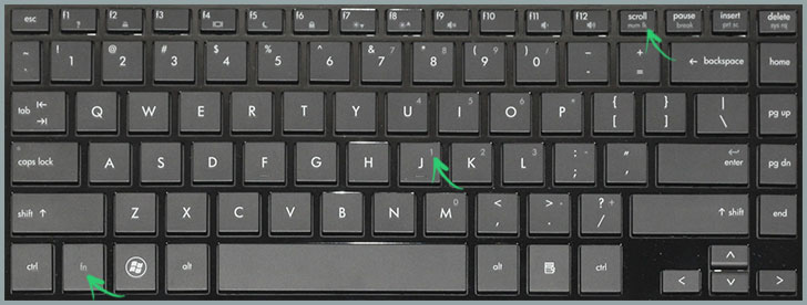 Изображение 2. Комбинация клавиш для активации дополнительного цифрового блока на клавиатуре ноутбука.