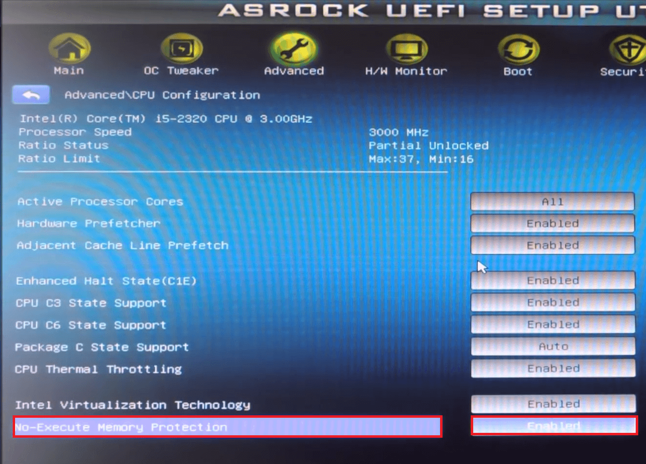 Imagem 5. Configuração de memória no BIOS.