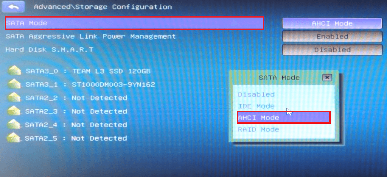 Image 6. การตั้งค่าฮาร์ดดิสก์ใน BIOS