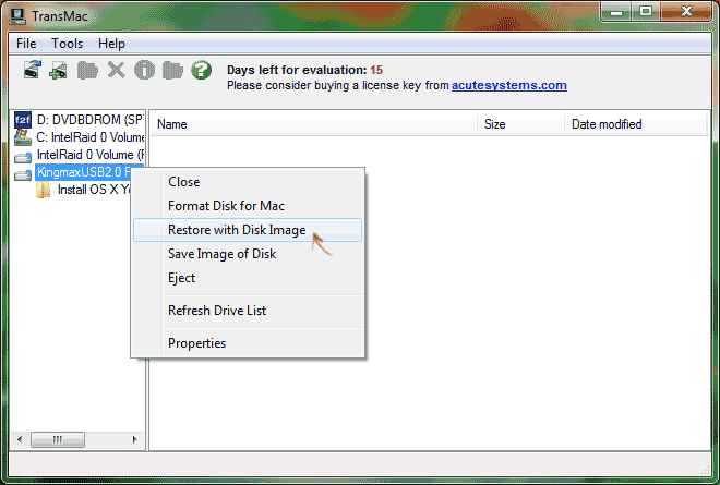 Image 2. Starting the utility to create a loading flash drive.