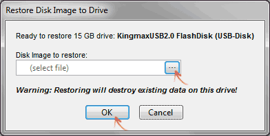 Gambar 3. Memilih gambar disk dan membuat flash drive pemuatan.