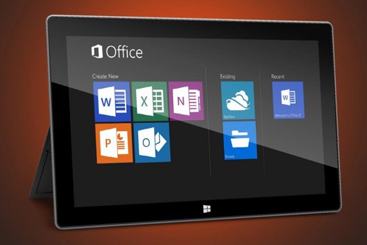 Resim 3. Tablet üzerinde Microsoft Office 2016.