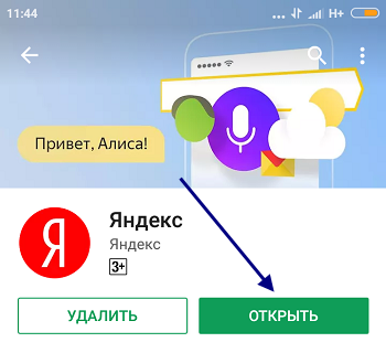 Изображение 4. Запуск приложения Яндекс.