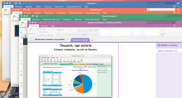 Image 2. MacBook'ta Microsoft Office 2016 paketinden uygulamalar.