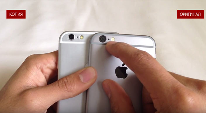 Изображение 4. Отличительные особенности дизайна оригинального iPhone 6 и подделки.
